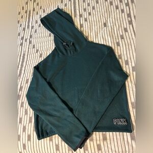 PINK Victoria's Secret Cropped Dark Green Hoodie